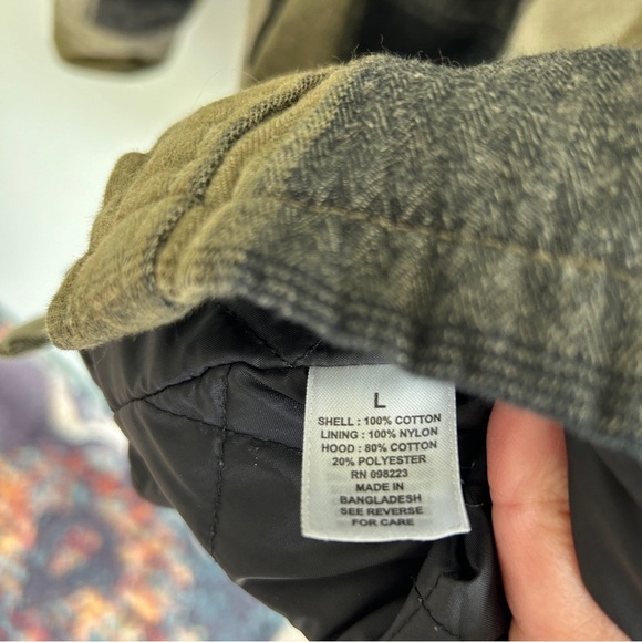 Brazos Work Force Green Plaid Puffer Snap Front Work Coat Large - Picture 7 of 7